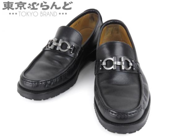 002005781★フェラガモ ガンチーニ ローファー #6.5EEE 黒