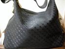ゲラルディーニ 黒　未使用ロゴ柄キャンパス×レザーショルダー
