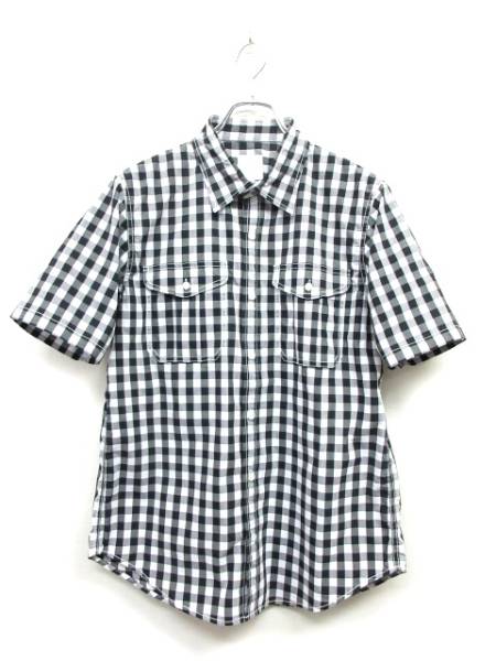 ノースフェイス 半袖 ギンガムチェック シャツ XL 良品(2)/白黒