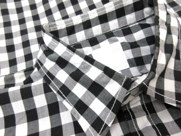 ノースフェイス 半袖 ギンガムチェック シャツ XL 良品(2)/白黒