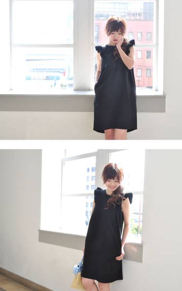 sono フリルスリーブノースリーブワンピース　ソノ　ブラック