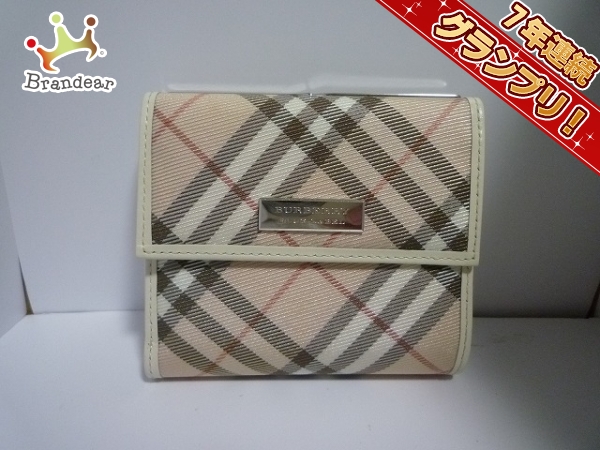 バーバリーブルーレーベル 3つ折り財布 がま口/チェック柄