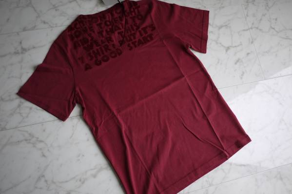 新品正規品 マルジェラ Vネック エイズTシャツ ボルドーS ①(T1) 美品 