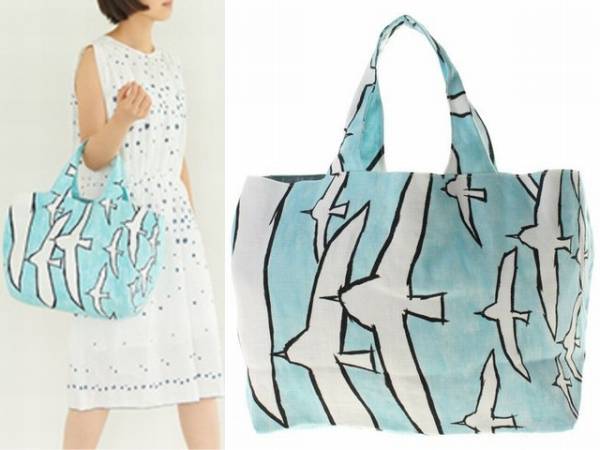 新品未使用♪mina perhonenのwataridoriパニーニバッグ 水色 青 mina
