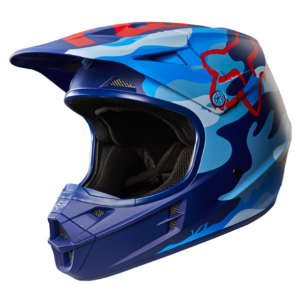 FOX RACING V1カモ LIMITED EDITION ヘルメット ブルーカモ S