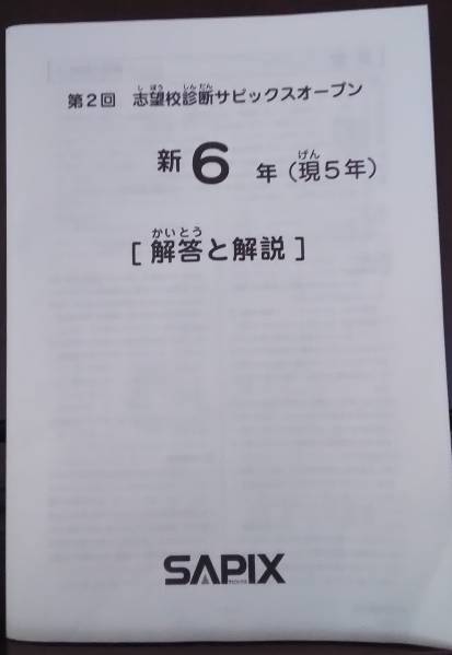 サピックス SAPIX 5年 第2回 志望校診断 オープン 2013年 S5pi 2013年