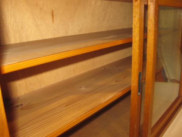 《アンティーク 木製のガラス戸棚》 レトロ インテリア 収納棚