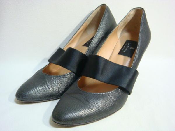 本物ランバン LANVIN パンプス ブラック サイズ24 白関