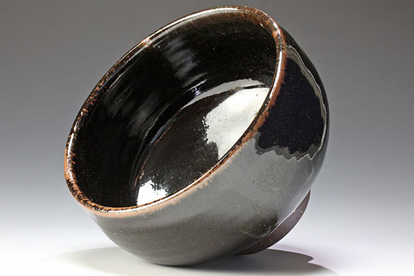 古美味】人間国宝 金城次郎作 黒紋茶碗 茶道具 保証品 アンティーク