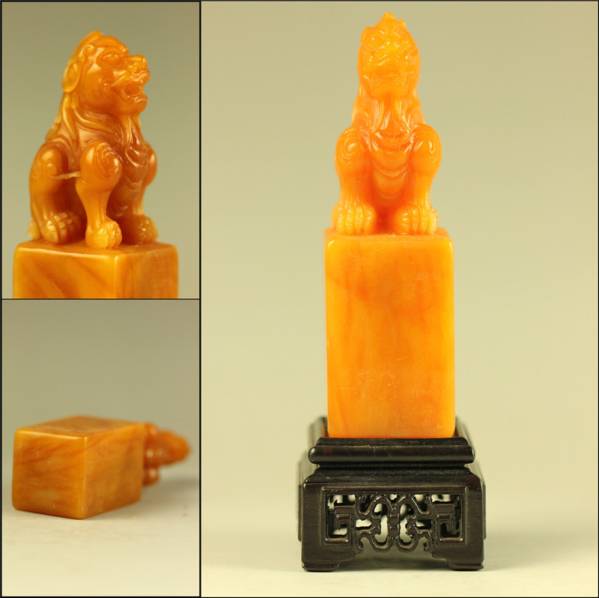 木子】☆書道篆刻田黄石瑞獣首彫刻印材文房具☆重約163g☆