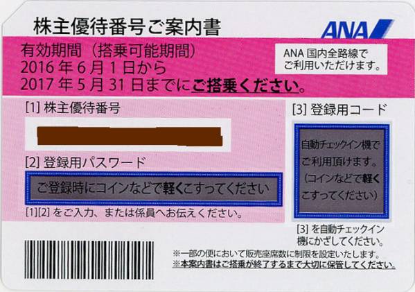 ＡＮＡ株主優待券２枚セット★特定記録送料込