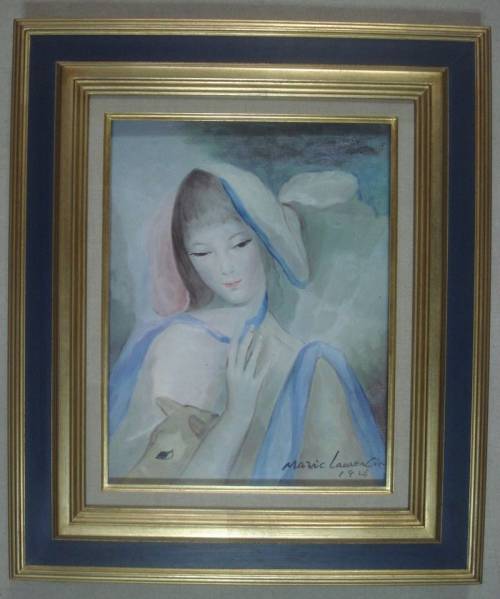 人物画●ローランサン　ランス●油絵●肉筆保証●額付きＦ5