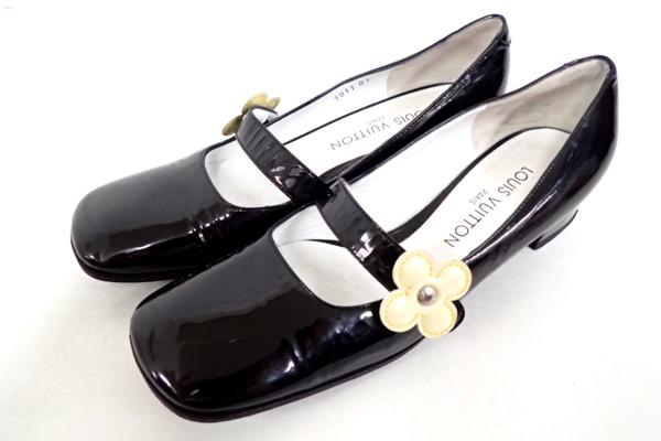 美品◆ヴィトン モノグラムフラワー ヒールパンプス 35.5 黒