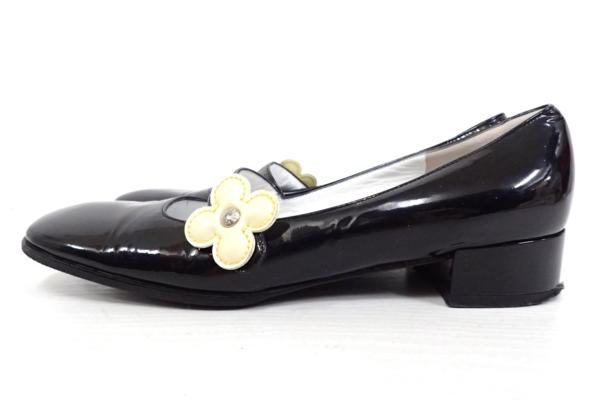 美品◆ヴィトン モノグラムフラワー ヒールパンプス 35.5 黒