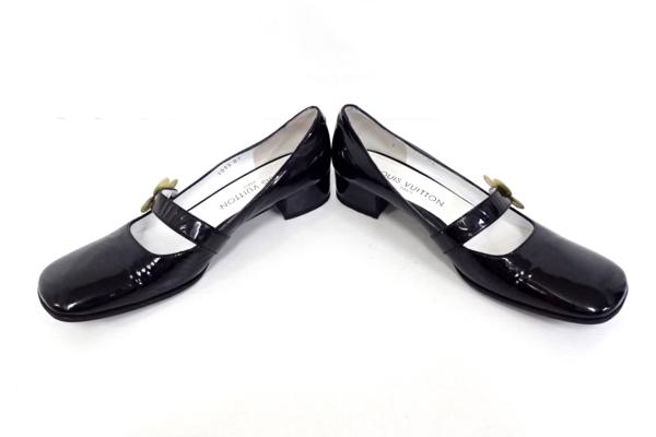 美品◆ヴィトン モノグラムフラワー ヒールパンプス 35.5 黒