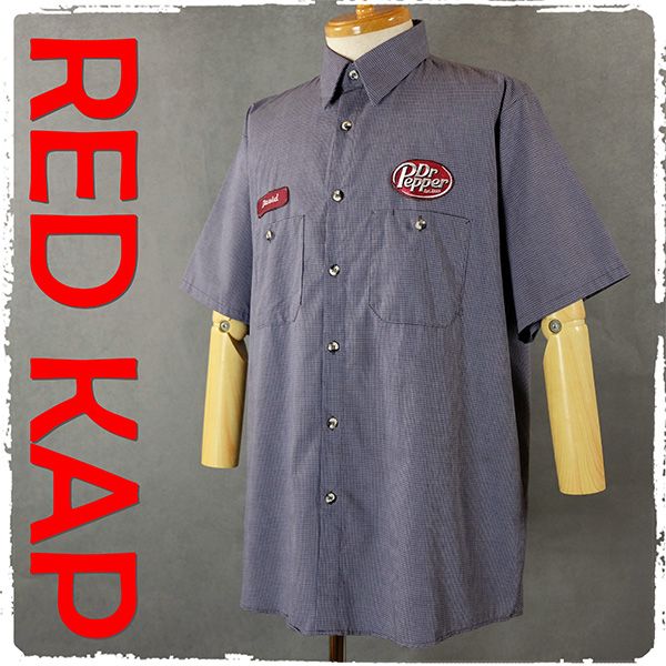 WA16 RED KAP 半袖 ワークシャツ ドクターペッパー 格子 US古着