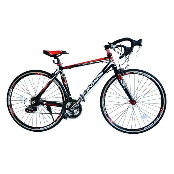 700C ロードバイク 軽量 シマノ21段変速(ブラック＆レッド)