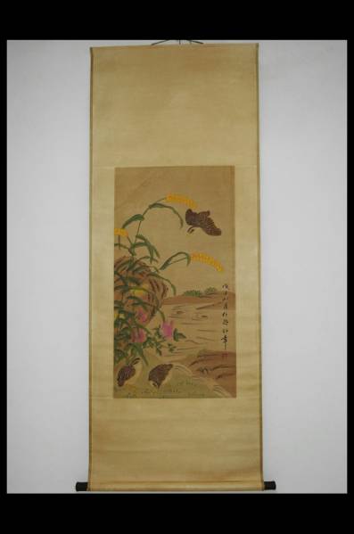 ◇A659【任伯年】山水花鳥図 中国美術 書画家古画 肉筆掛軸◇ 任伯年