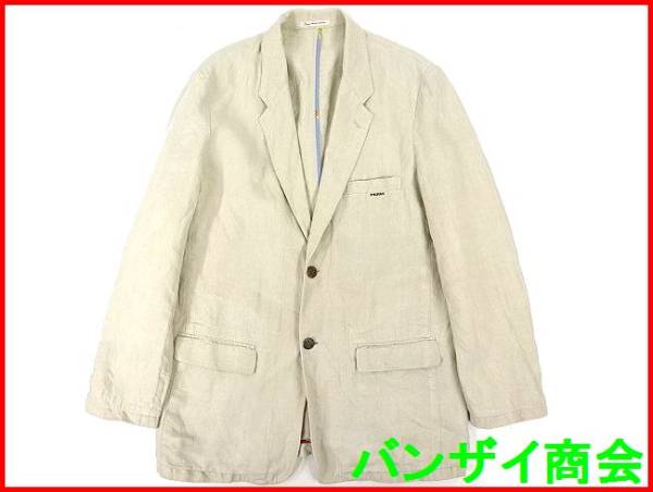 麻100%◆Papasパパス 2釦シングルリネンジャケット M/
