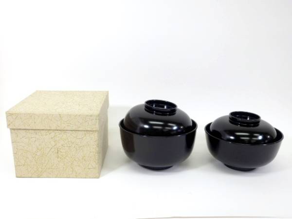 茶道具 煮物椀 茶懐石道具 共箱 漆芸 黒 蓋裏 雲錦蒔絵 五