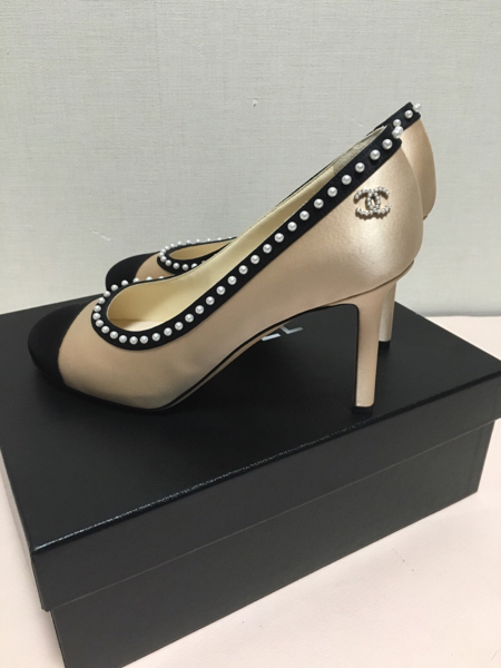 シャネル・パンプス・パール・シルク・美品