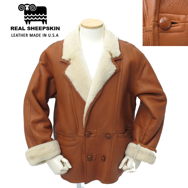 定価10万 SHEARLING USA羊革レザー 高級ムートンジャケット 茶 L