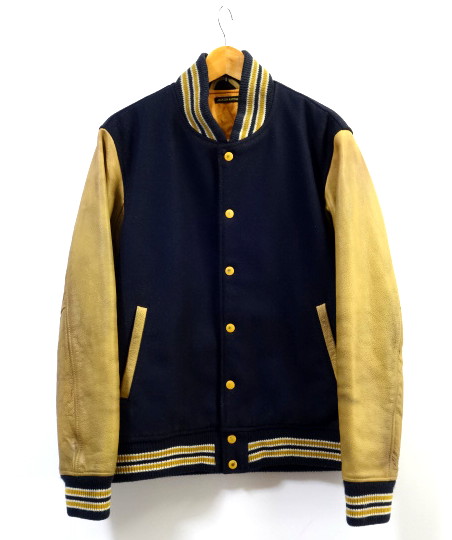 12AW JACKSON MATISSE 袖革スタジャン 紺 M ジャクソンマティス