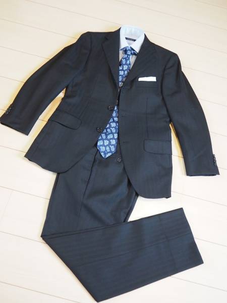 JUNKO SHIMADA タスマニアウール黒ヘリンボーンスーツY4