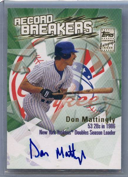 2003 Topps Recordbreakers DON MATTINGLY auto