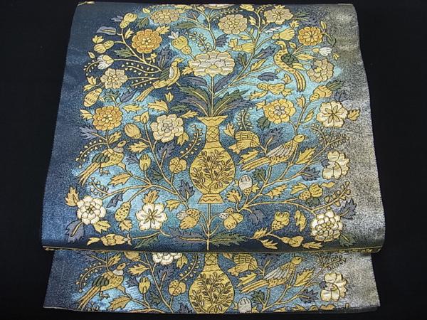 平和屋着物■六通太鼓柄袋帯　ペルシャ花鳥　金銀糸　逸品ｓ636