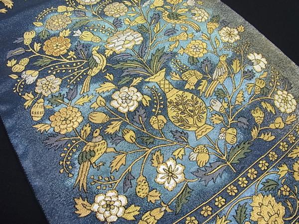 平和屋着物■六通太鼓柄袋帯　ペルシャ花鳥　金銀糸　逸品ｓ636