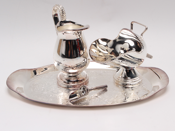 マッピン＆ウェッブ 銀メッキ クリーマーシュガーポット トレイ