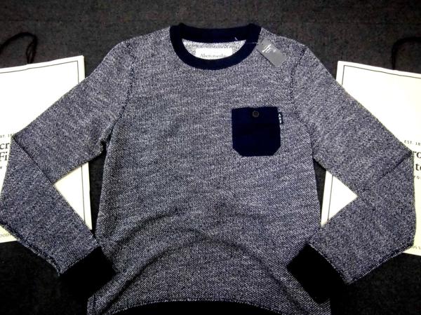 本物保証A&Fアバクロ【M/Navy】ポケット付スエット