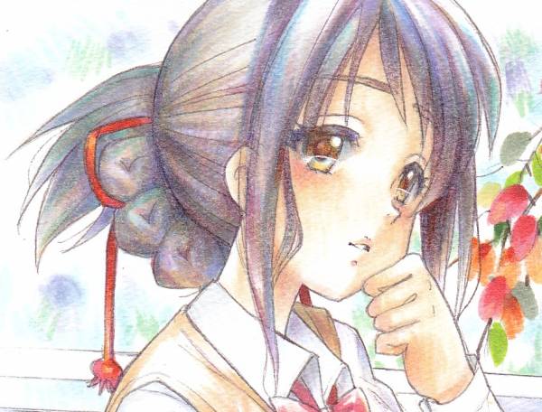 同人手描きイラスト「君の名は。」 宮水三葉 まほろば（おまけ)(手描き