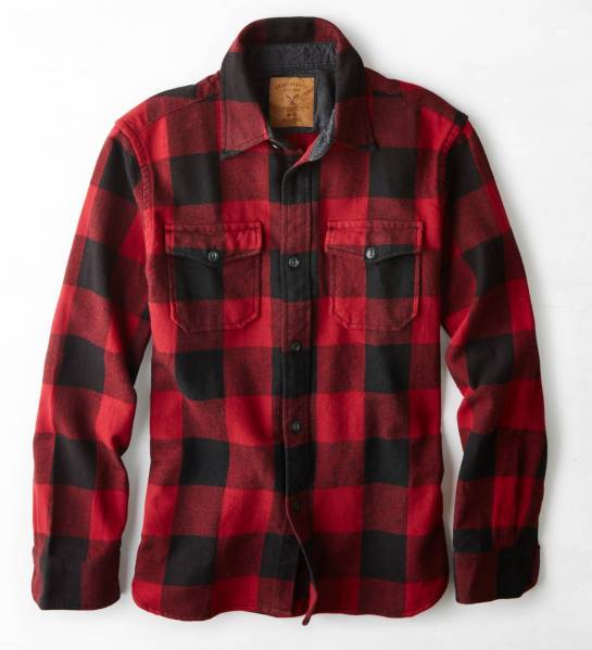 *AE* アメリカンイーグル ネルシャツ Rugged Flannel L / Red*
