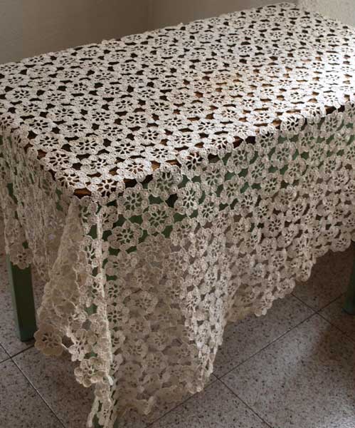かぎ針編レーステーブルクロス花1.6mフランスヴィンテージ/91