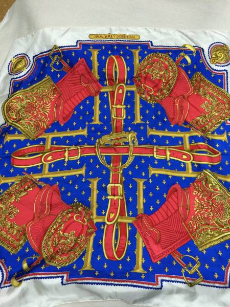 エルメス HERMES スカーフ ホワイト×レッド