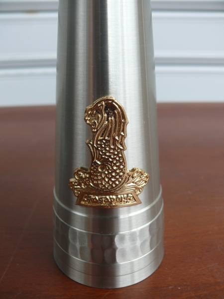 SINGAPORE Penang Pewter 一輪挿し 花瓶 24金張りマーライオン 錫97