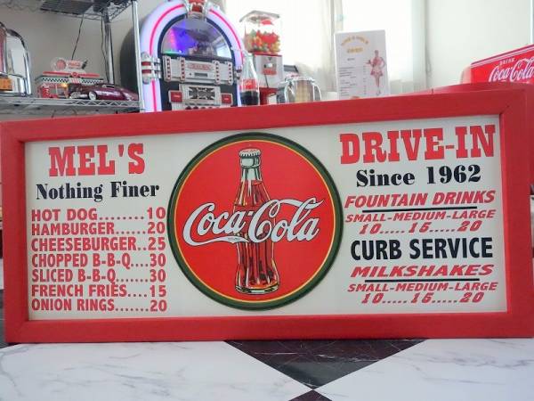 超レア☆コカコーラ 特大 Mel's ドライブイン メニュー看板 1962