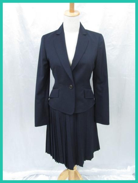 27018★美品 オールドイングランド スカートスーツ ネイビー/34