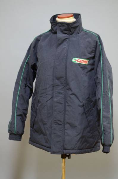 076C/CASTROL ナイロンコーチジャケット スタジャン フリース紺F 