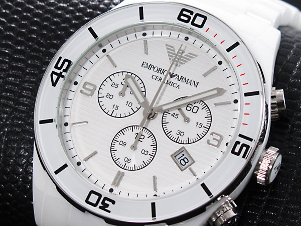 新品 エンポリオ・アルマーニ ARMANI クロノホワイト 腕時計