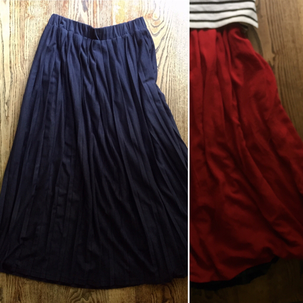 タグ新品*niko and*裏きれいな赤*プリーツリバーシブルスカート
