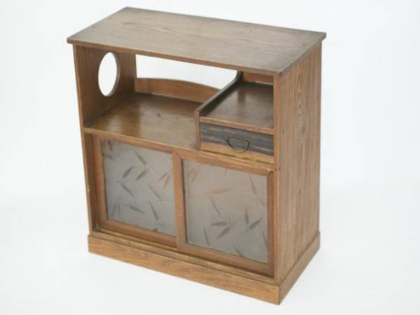 和モダン★黒柿キャビネット 古家具 レトロ アンティーク 茶箪笥