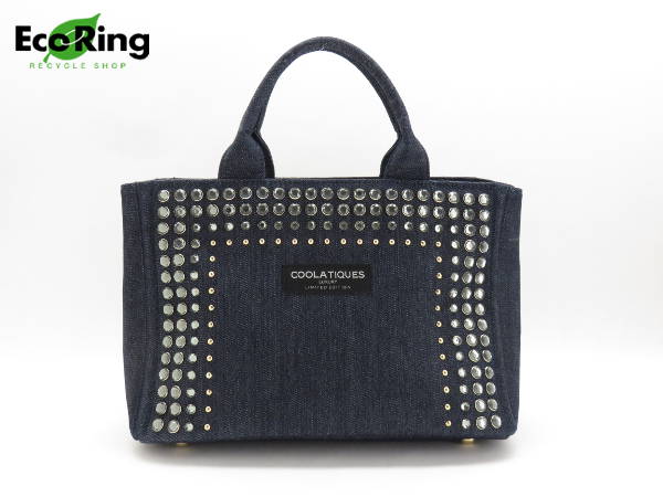 1円 超美品 クーラティクス デニム トートバッグ ネイビー DS346