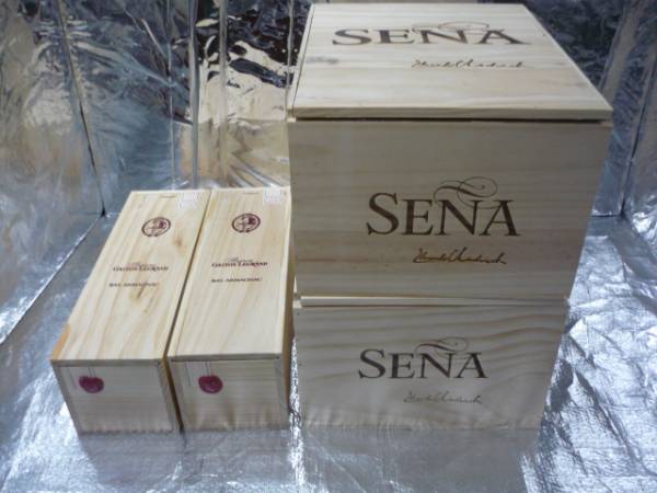 NO9　ワイン木箱ふた付４個セット　１本用ｘ2/６本用ｘ2