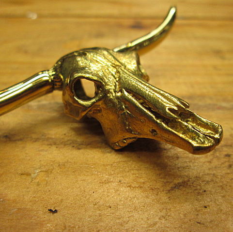 ST-264真鍮【4800円～】ロングホーン スカル*CROSSオリジナル