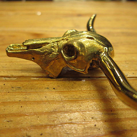 ST-264真鍮【4800円～】ロングホーン スカル*CROSSオリジナル