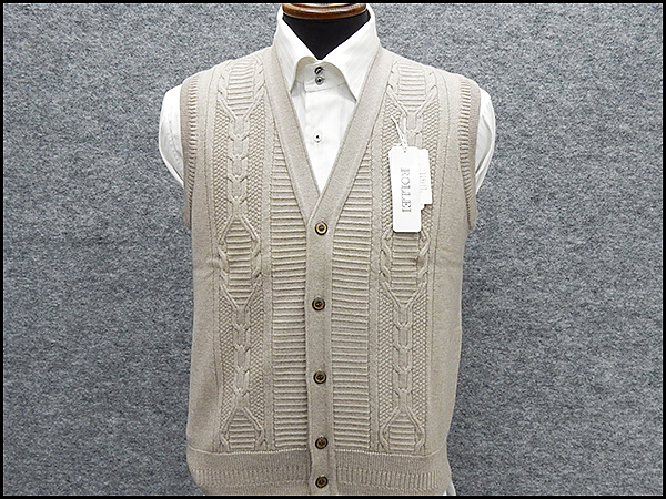 日本製/前開きVネックベスト/メリノウール/ココア/78852 ■L■