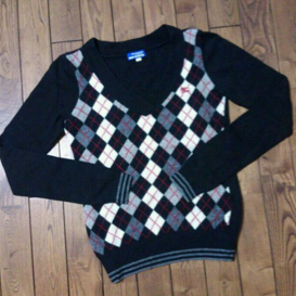 美品バーバリーブルーレーベル カシミア混ニット アーガイル